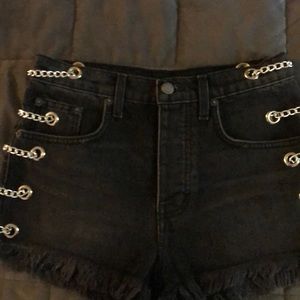 CARMAR Black & Chain Jean Shorts
